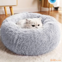 lit-pour-chat-en-pelluche-gris