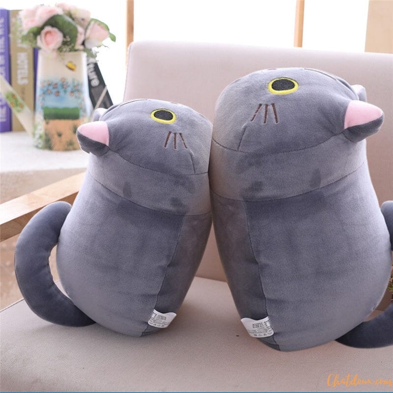 Peluche chat gris oreiller • Ma Peluche